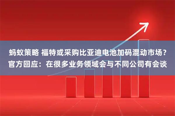 蚂蚁策略 福特或采购比亚迪电池加码混动市场？官方回应：在很多业务领域会与不同公司有会谈